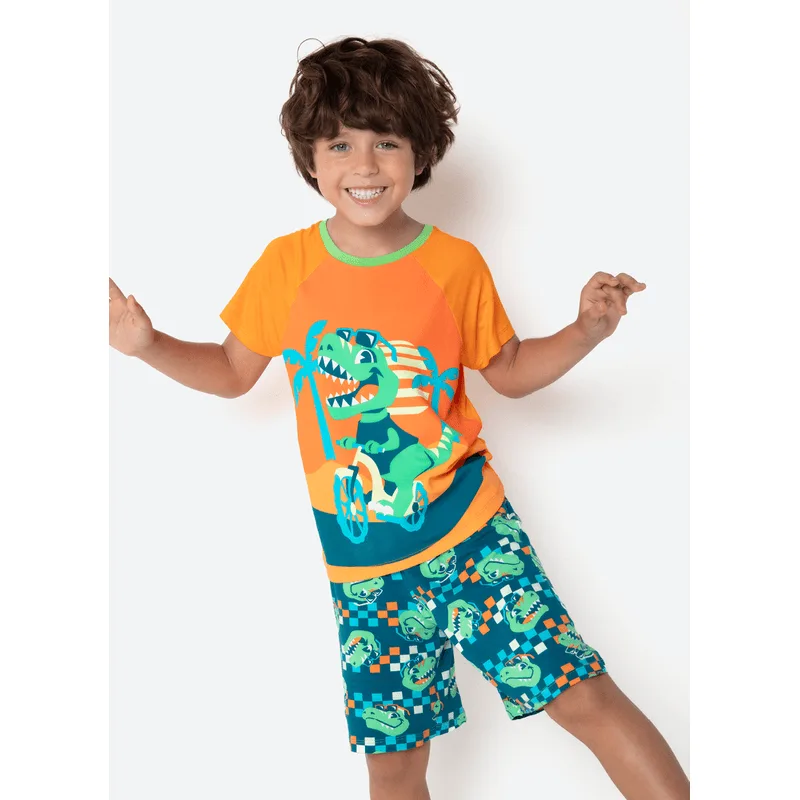 Pijama Manga Curta Viscolycra Menino Dino Miami 2