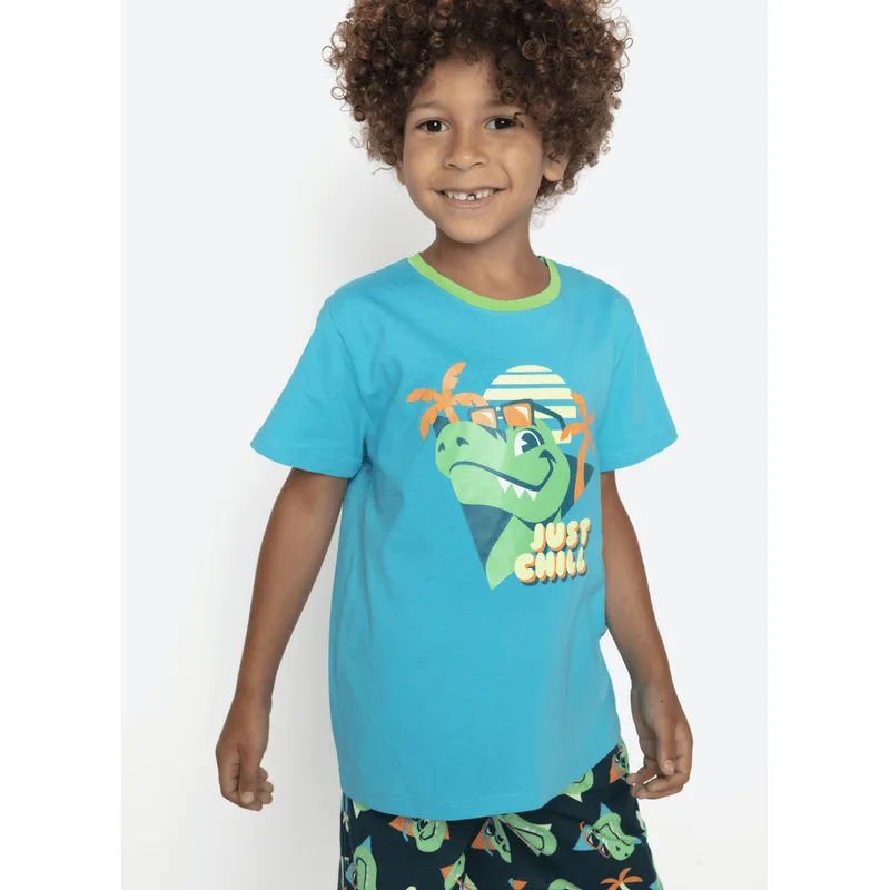 Pijama Manga Curta Algodão Menino Dino Miami 6