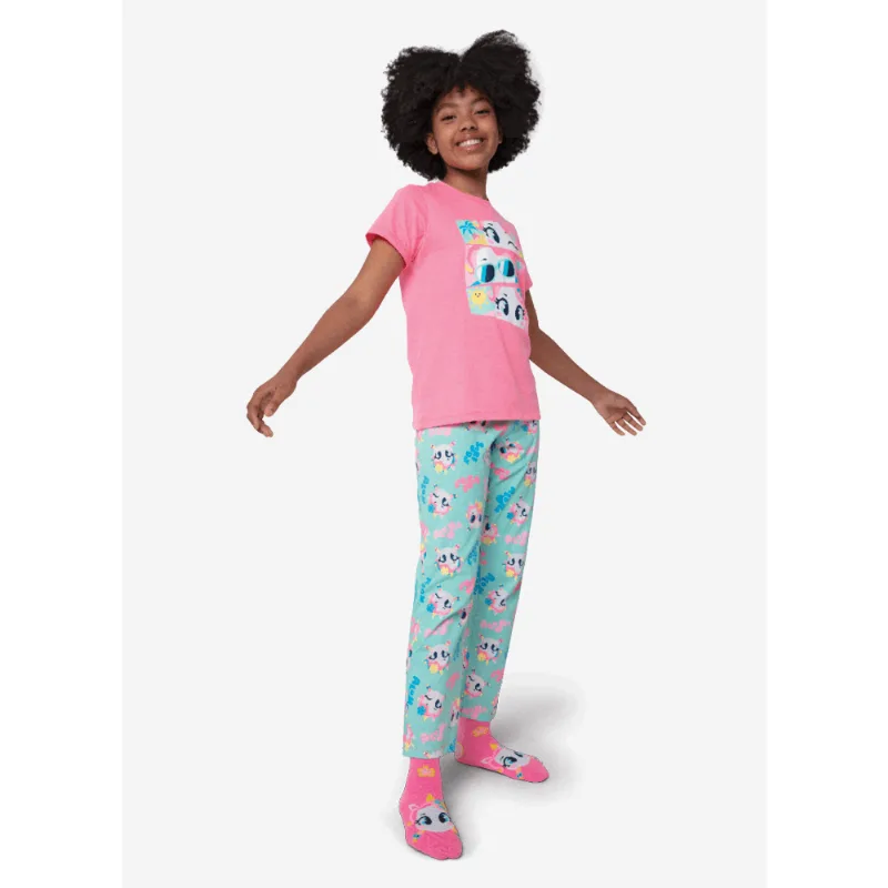 Pijama Manga Curta Algodão Menina Teen Unicórnio Aloha 8
