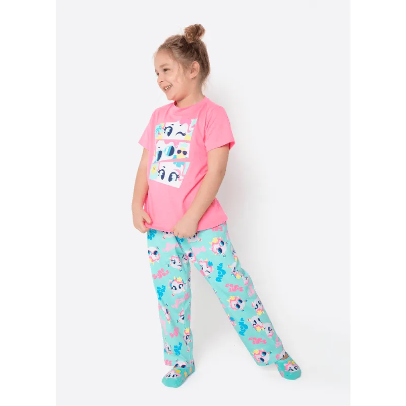Pijama Manga Curta Algodão Menina Unicórnio Aloha 1