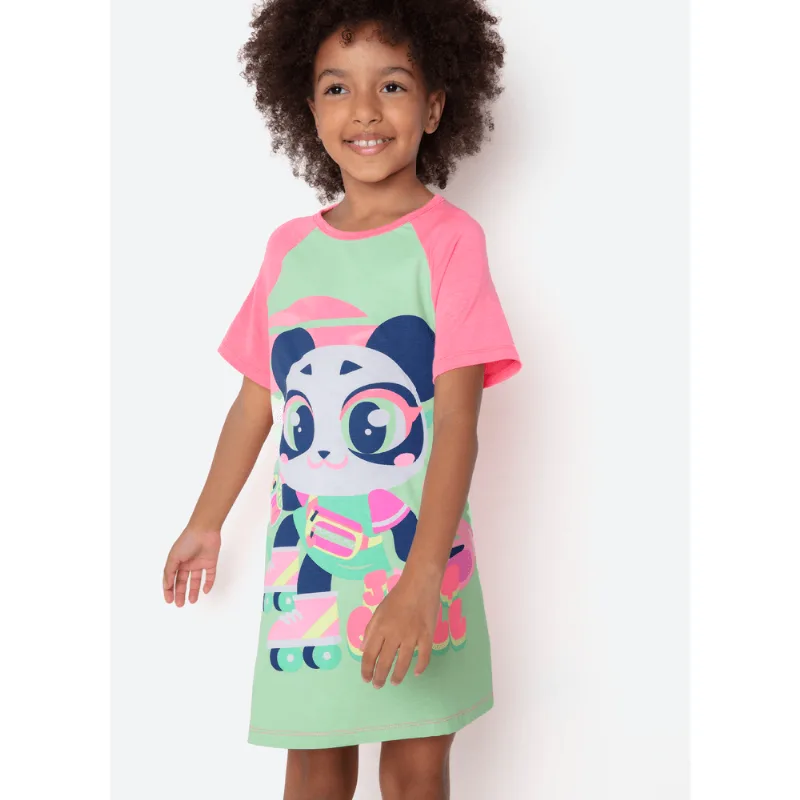 Camisola Manga Curta Viscolycra Menina Panda Miami 4
