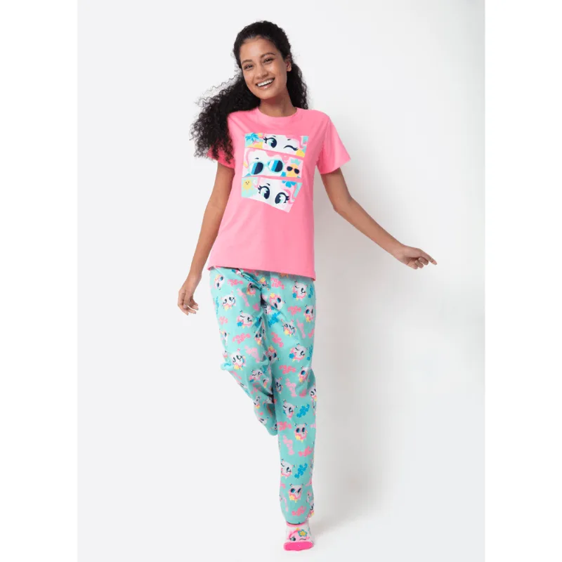 Pijama Manga Curta Algodão Feminino Unicórnio Aloha PP