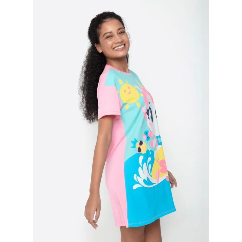 Camisola manga curta viscolycra feminina unicórnio aloha