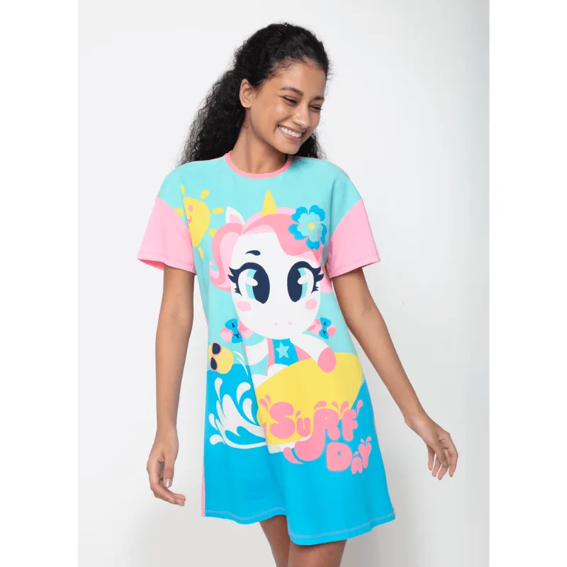 Camisola Manga Curta Viscolycra Feminina Unicórnio Aloha M
