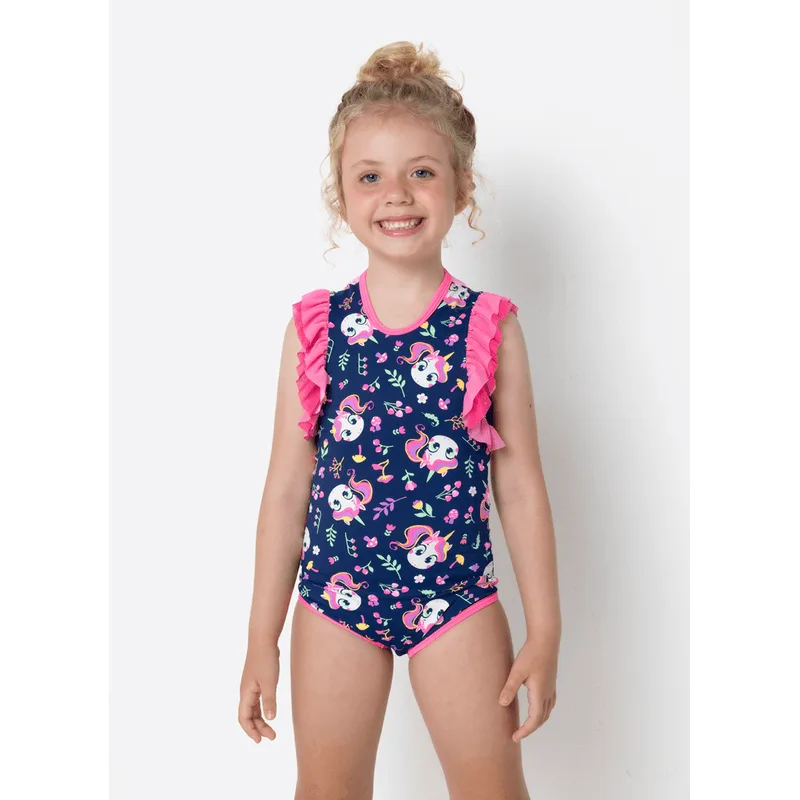 Maiô com Proteção Solar Menina Unicórnio Encantada 2