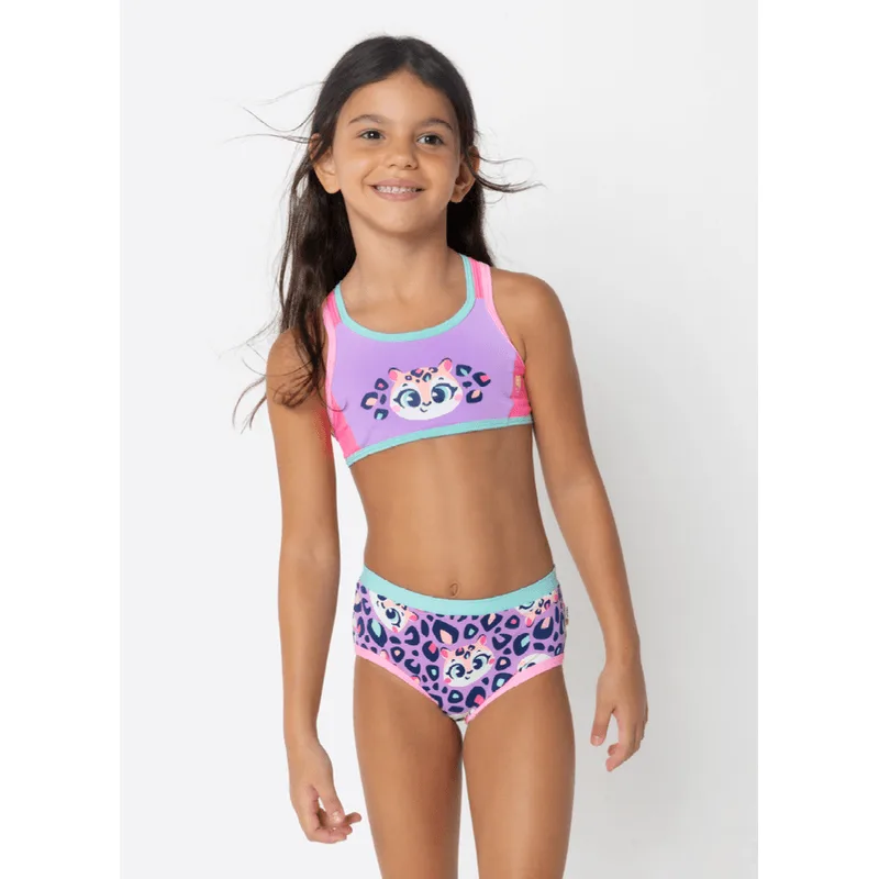 Biquíni com Proteção Solar Menina Onça 1