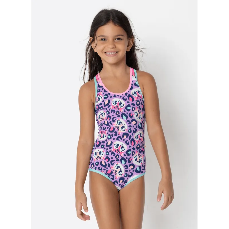 Maiô com Proteção Solar Menina Onça Fantástica 1