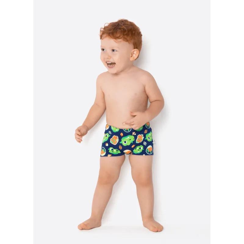 Sunga Boxer com Proteção Solar Bebê Menino Dragão Camping 3 A 6 MESES