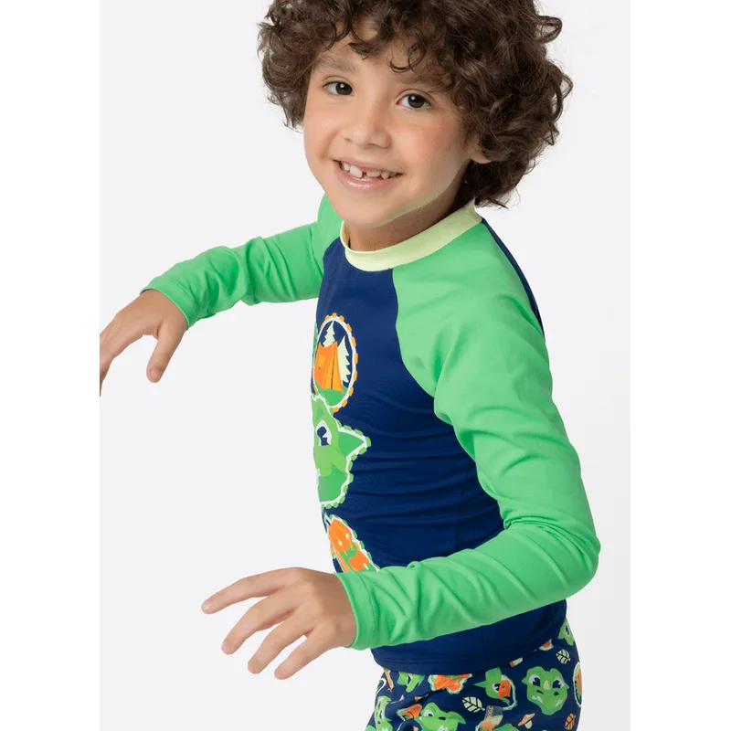 Camiseta Com Proteção Solar Menino Dragão Camping 1