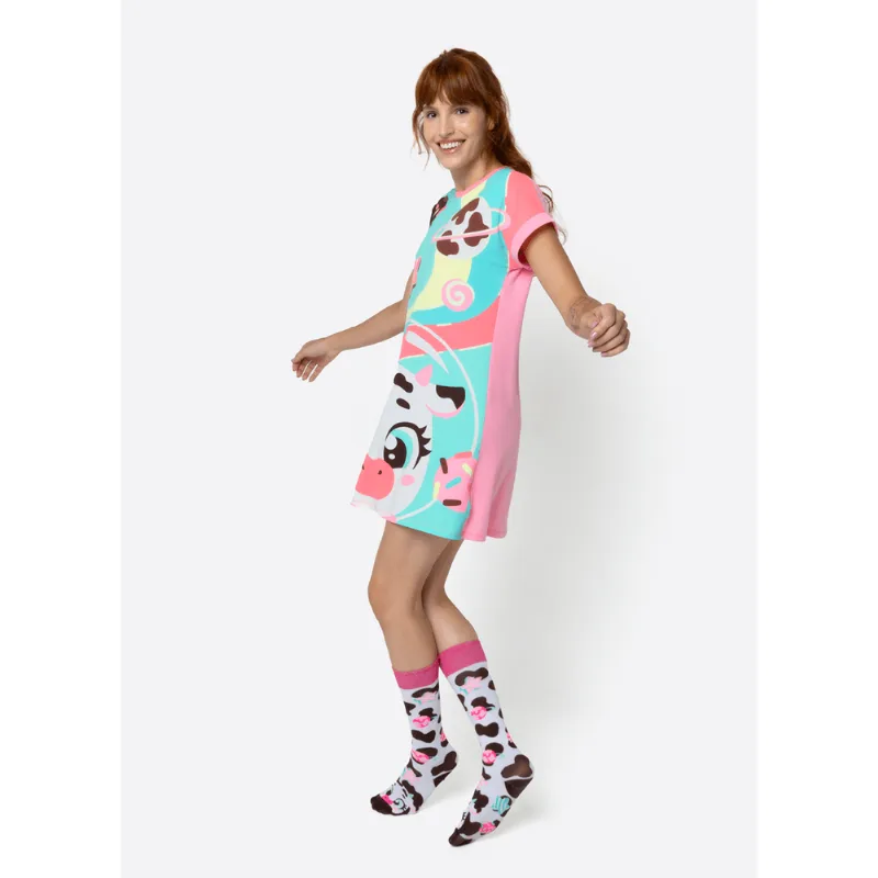 Camisola Manga Curta Viscolycra Feminina Vaca Chocolate PP