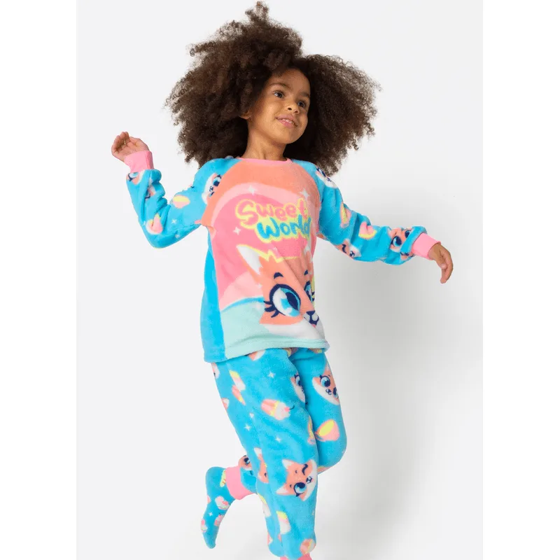 Pijama Manga Longa Soft Menina Raposa Confeiteira 1