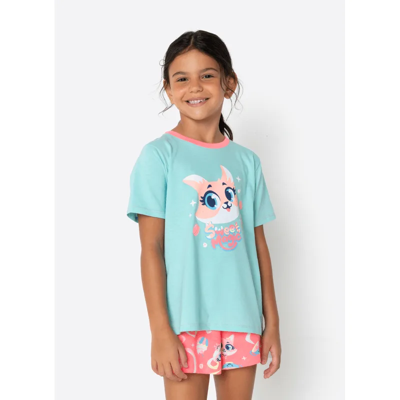 Pijama Manga Curta Algodão Menina Raposa Confeiteira 4