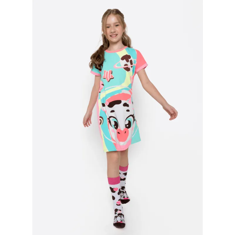 Camisola Manga Curta Viscolycra Menina Teen Vaca Chocolate 8