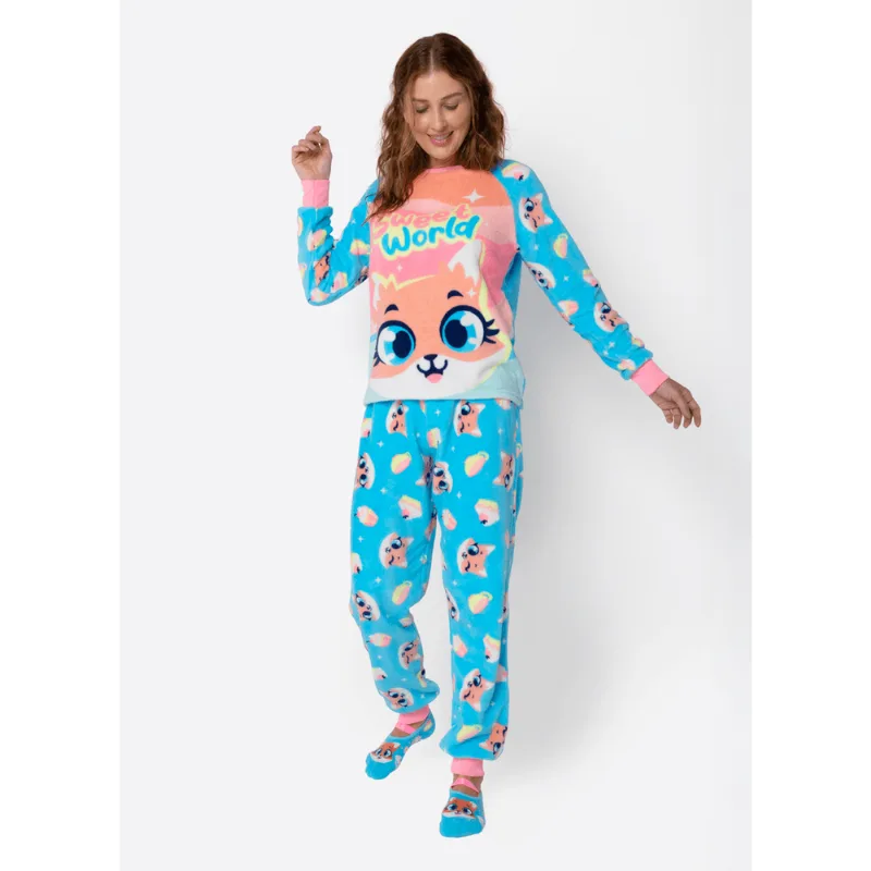 Pijama Manga Longa Soft Feminino Raposa Confeiteira M