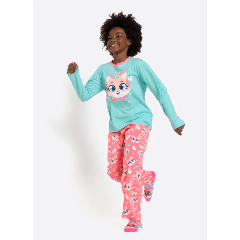 Pijama Manga Longa Algodão Menina Teen Raposa Confeiteira 10