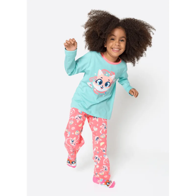 Pijama Manga Longa Algodão Menina Raposa Confeiteira 1