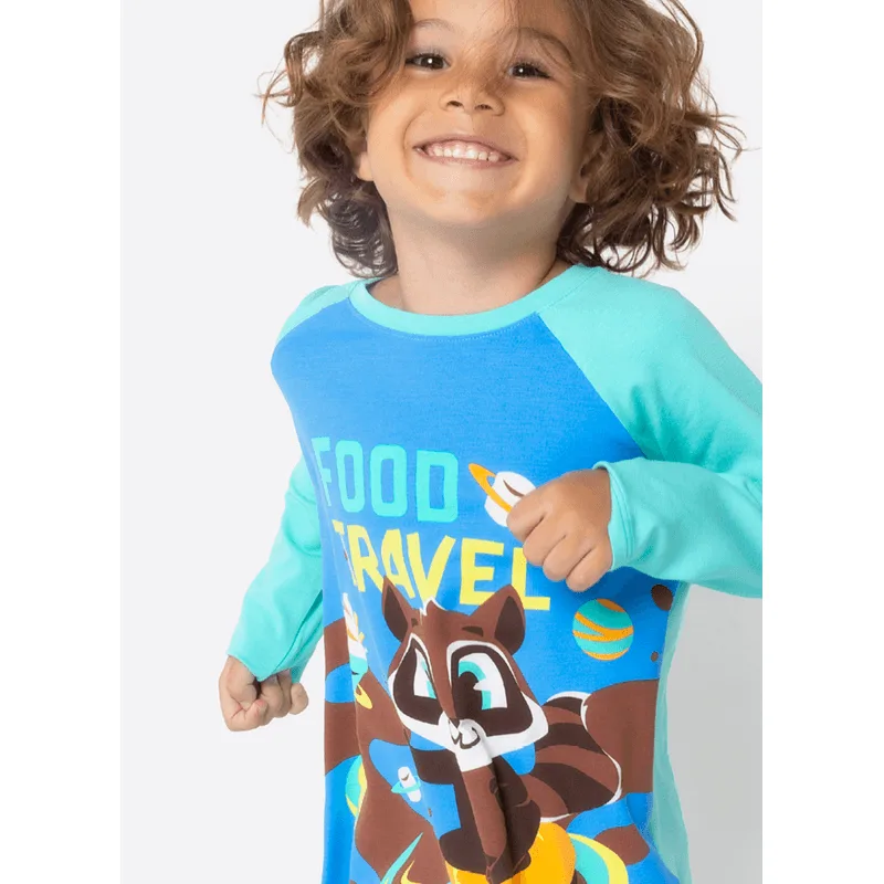 Pijama Manga Longa Viscolycra Menino Guaxinim Chocolate 4