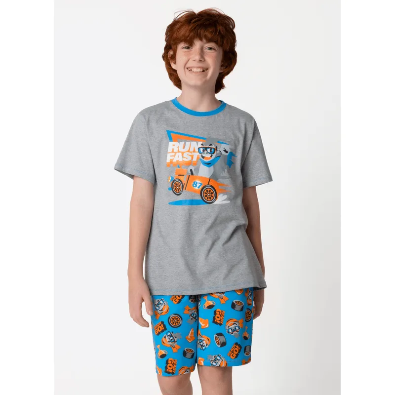 Pijama Manga Curta Algodão Menino Gorila Racing 6