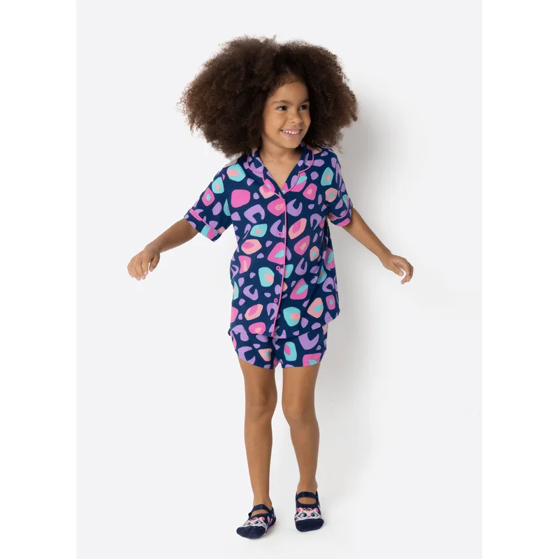 Pijama Manga Curta Viscose Menina Onça 6