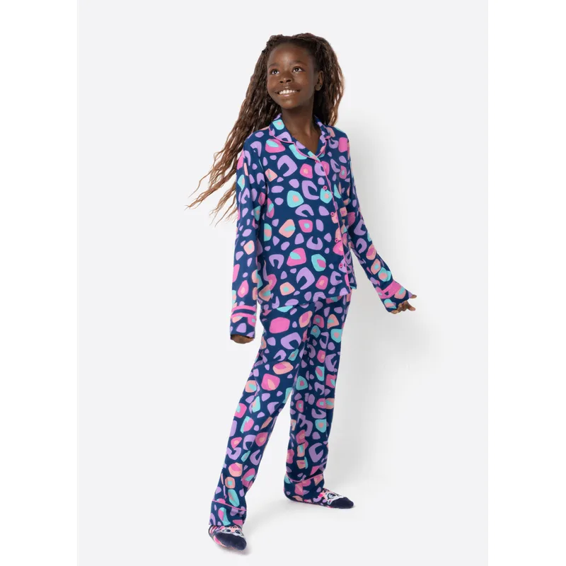 Pijama Manga Longa Viscose Menina Teen Onça 14