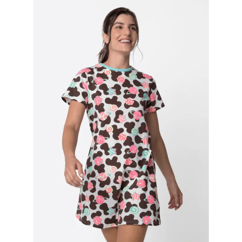 Camisola Manga Curta Algodão Feminino Vaca Chocolate PP
