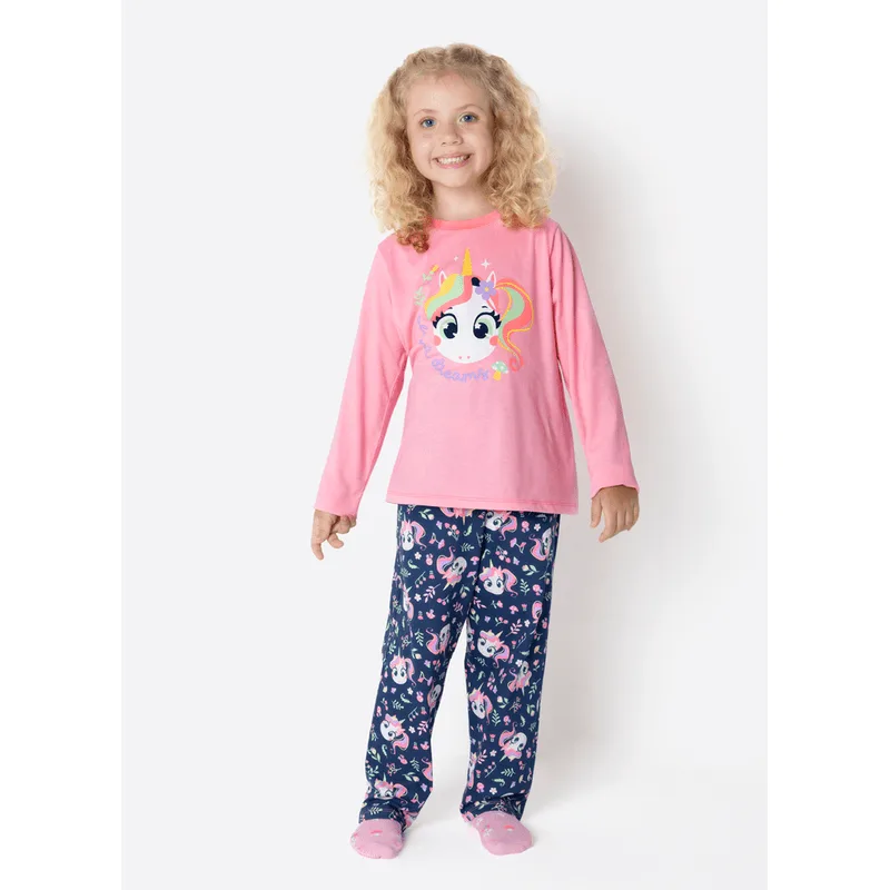 Pijama Manga Longa Algodão Menina Unicórnio Encantada 6