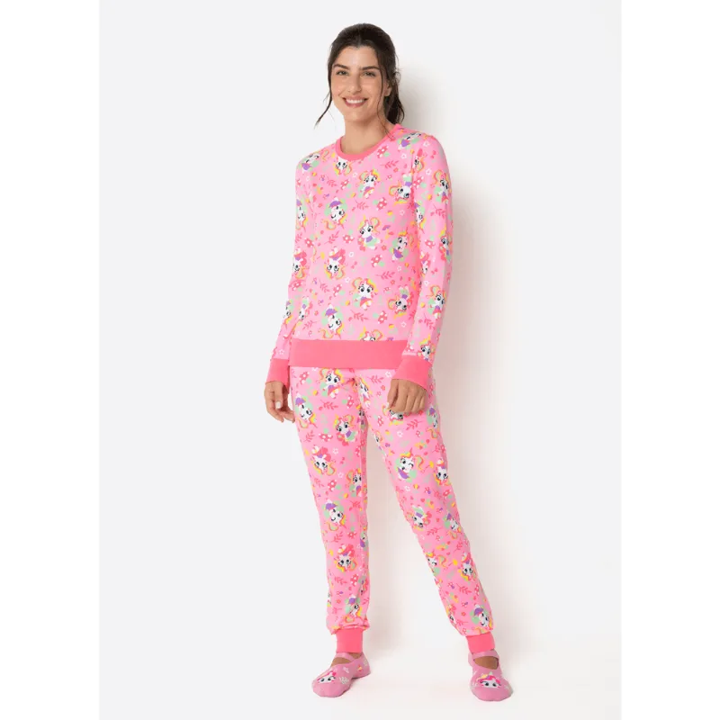 Pijama Manga Longa Feminino Unicórnio Encantado PP