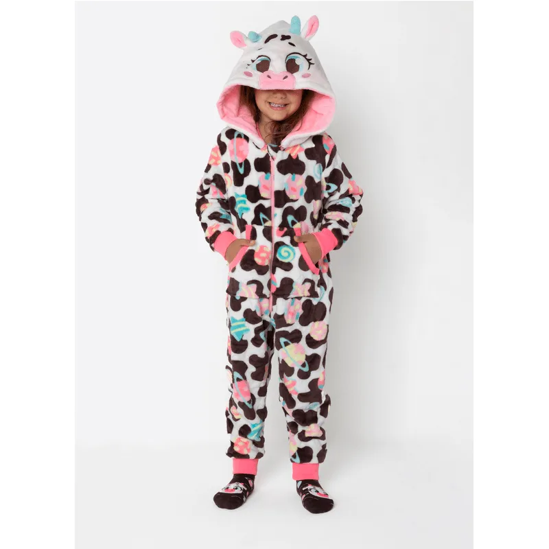 Macacão Manga Longa Soft Menina Vaca Chocolate 2
