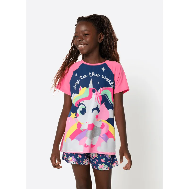 Pijama Manga Curta Viscolycra Menina Teen Unicórnio Encantada 10