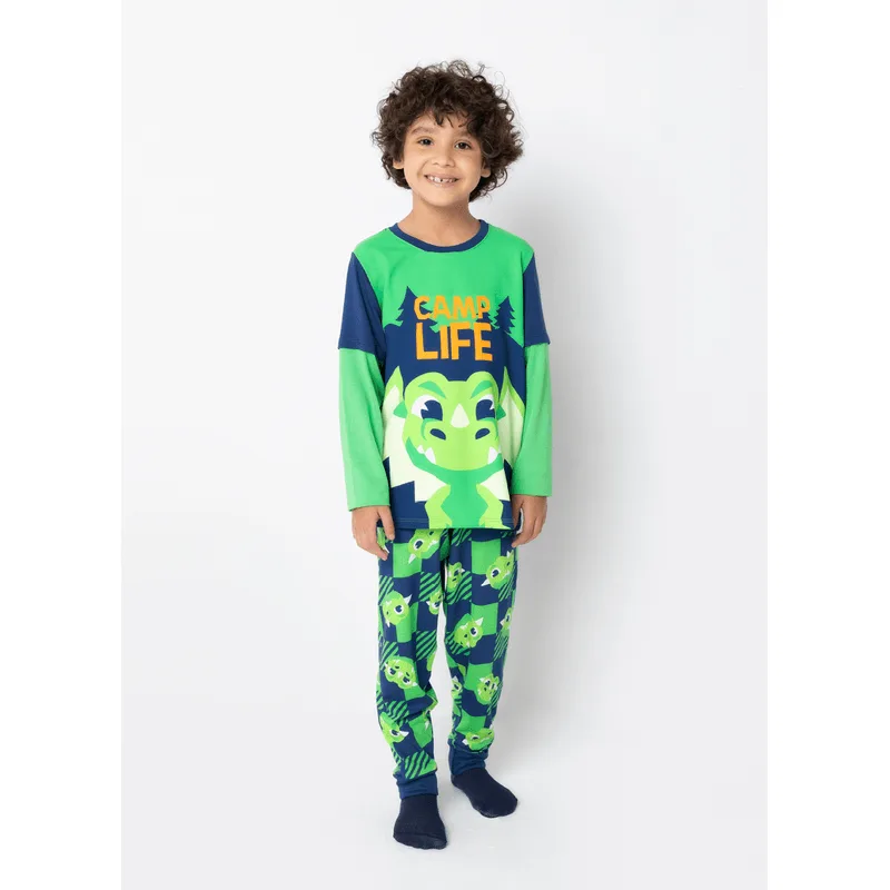 Pijama Manga Longa Viscolycra Menino Dragão Camping 4