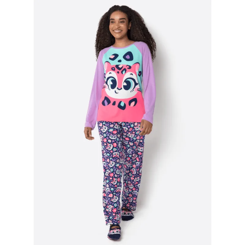 Pijama Manga Longa Feminino Onça G