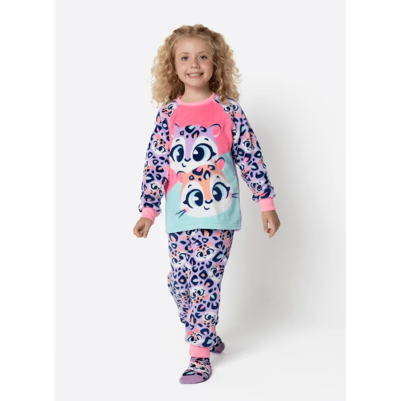 Pijama Manga Longa Soft Menina Onça 6