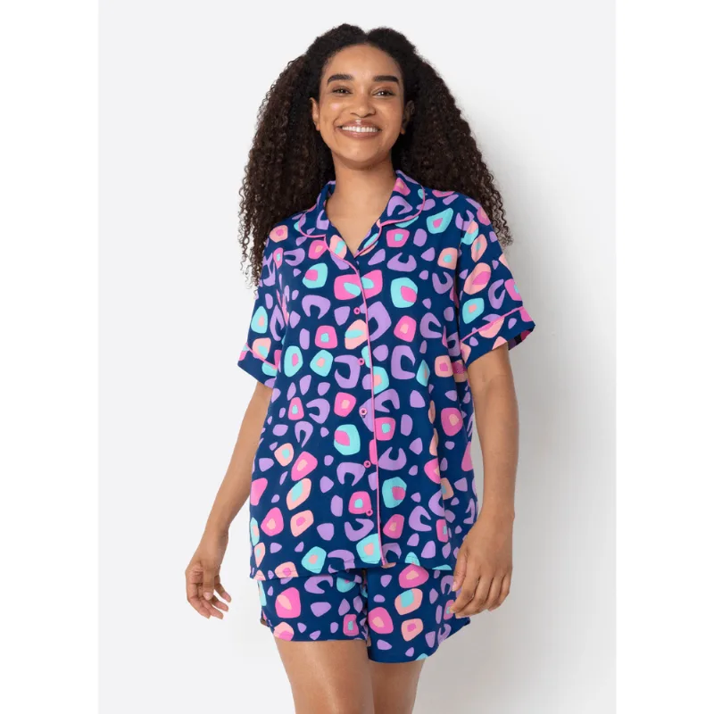 Pijama Manga Curta Viscose Feminino Onça M