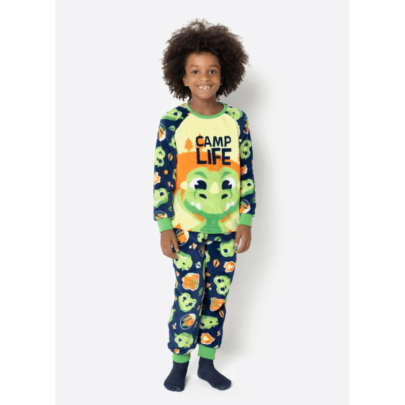 Pijama Manga Longa Soft Menino Dragão Camping 6