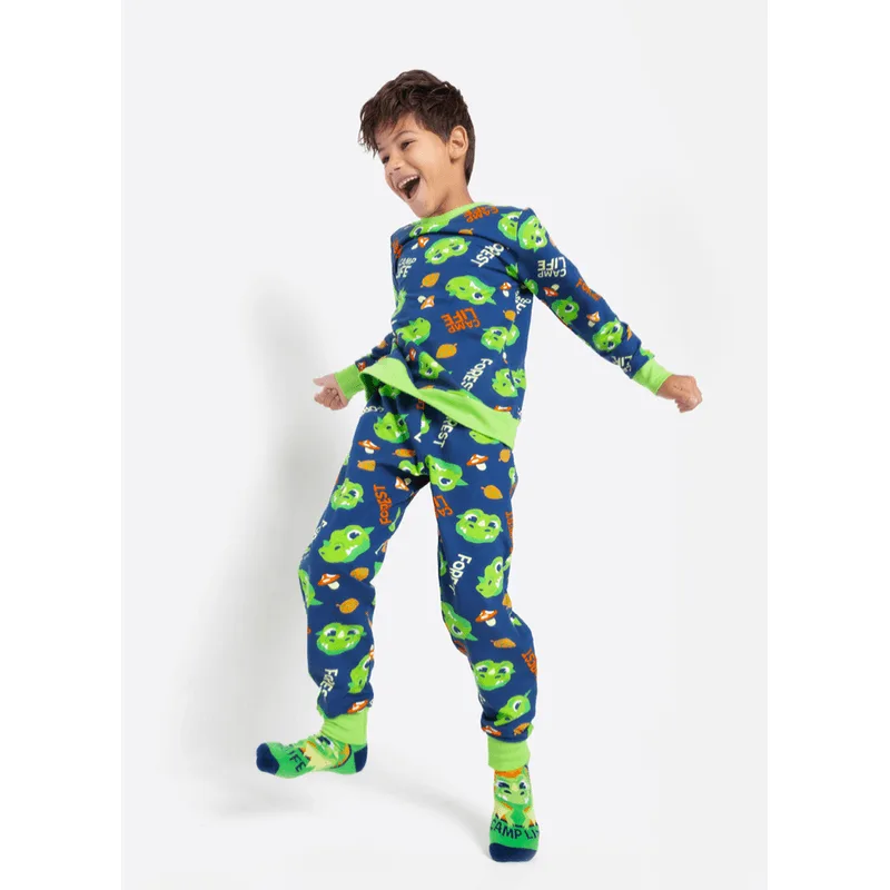 Pijama Manga Longa Moletinho Menino Dragão Camping 4