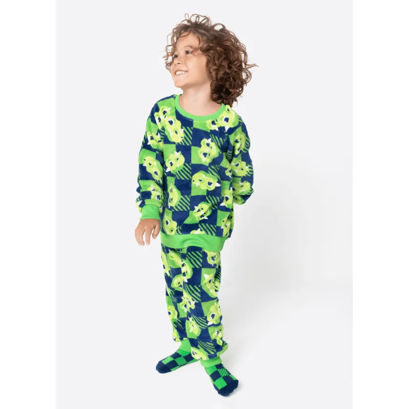 Pijama Manga Longa Soft Menino Dragão Camping 4