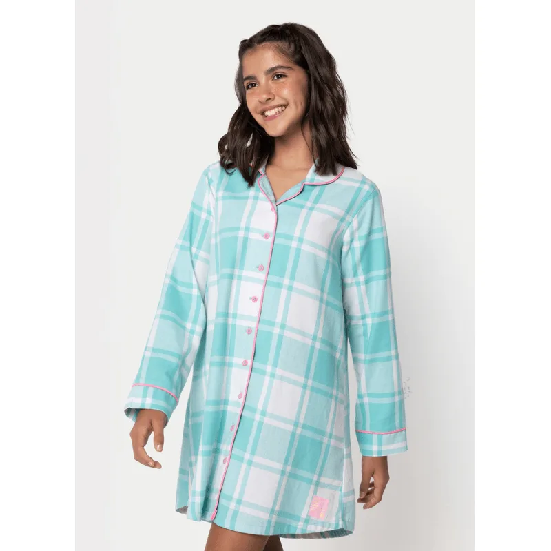 Camisola Manga Longa Flanela Menina Teen Xadrez 8