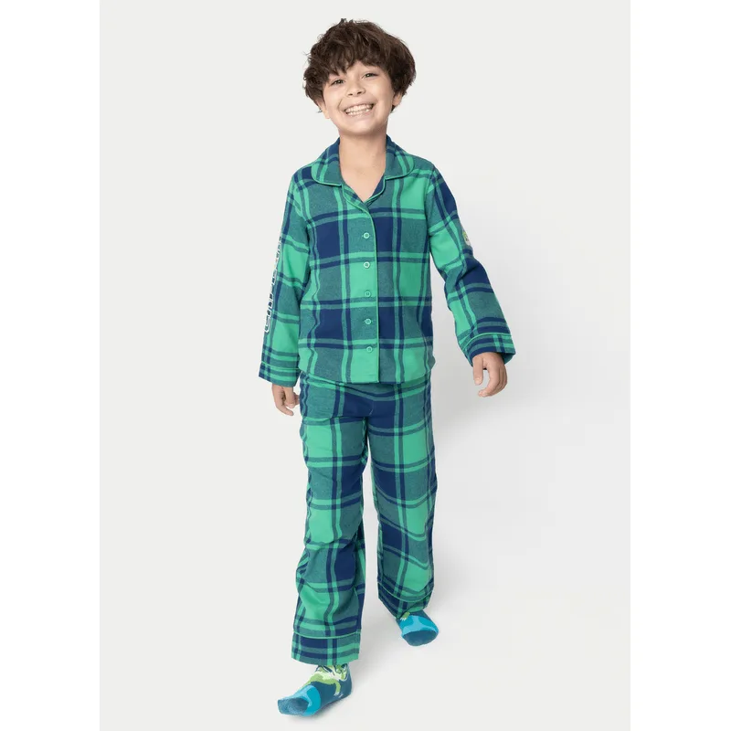Pijama Manga Longa Flanela Kids Unissex Dino Astronauta 4