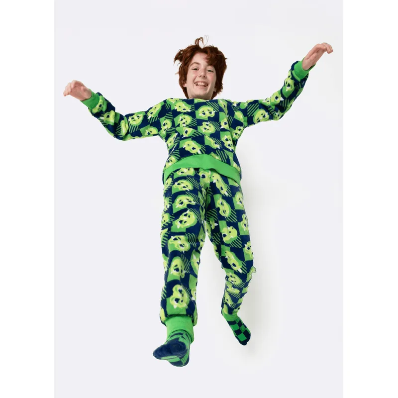 Pijama Manga Longa Soft Menino Teen Dragão Camping 10