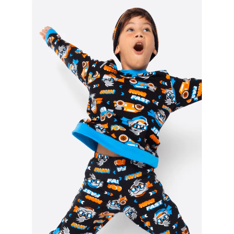 Pijama Manga Longa Moletinho Menino Gorila Racing 4