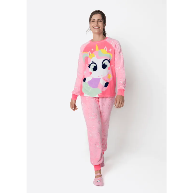 Pijama Manga Longa Soft Feminino Unicórnio Encantado G