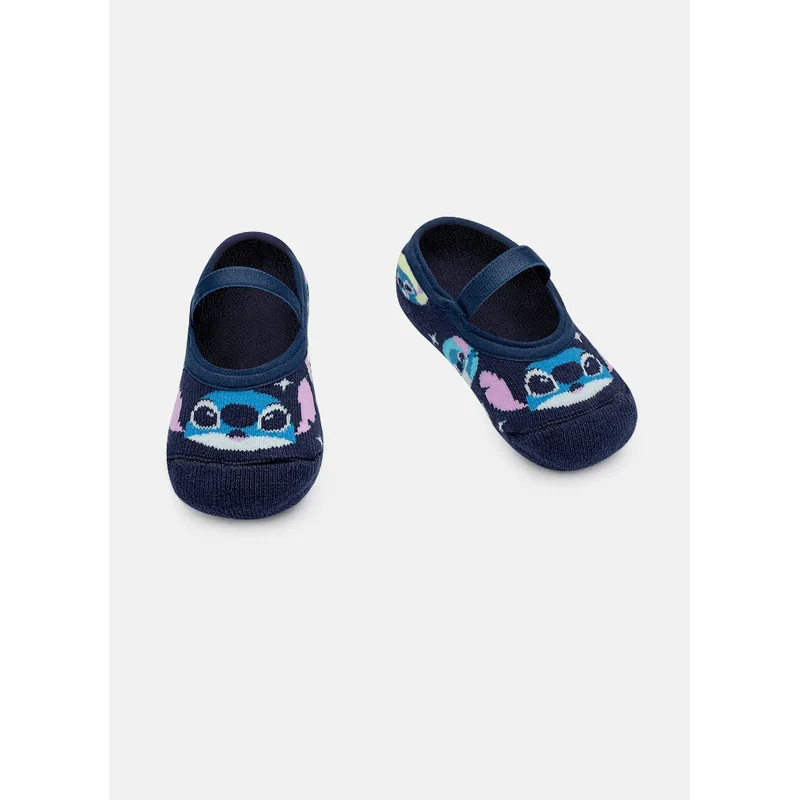 Meia Sapatilha Antiderrapante Bebê Unissex Stitch 15 A 18 MESES