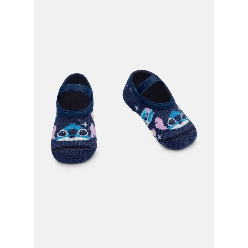 Meia Sapatilha Antiderrapante Bebê Unissex Stitch 0 A 4 MESES
