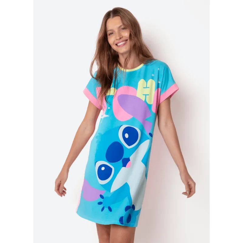 Camisola Manga Curta Viscolycra Feminina Stitch P