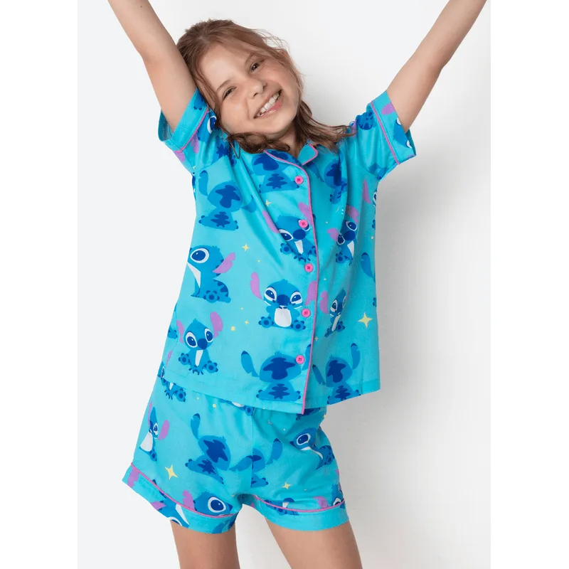 Pijama Manga Curta Viscose Menina Stitch 4