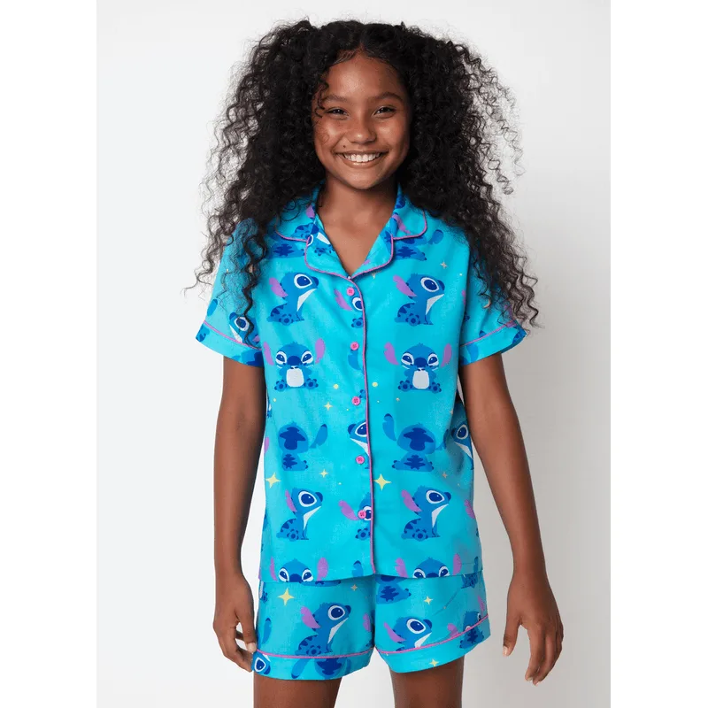 Pijama Manga Curta Viscose Menina Teen Stitch 8