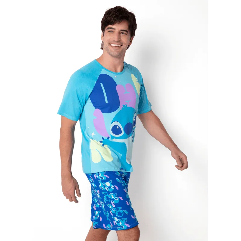 Pijama Manga Curta Viscolycra Masculino Stitch P