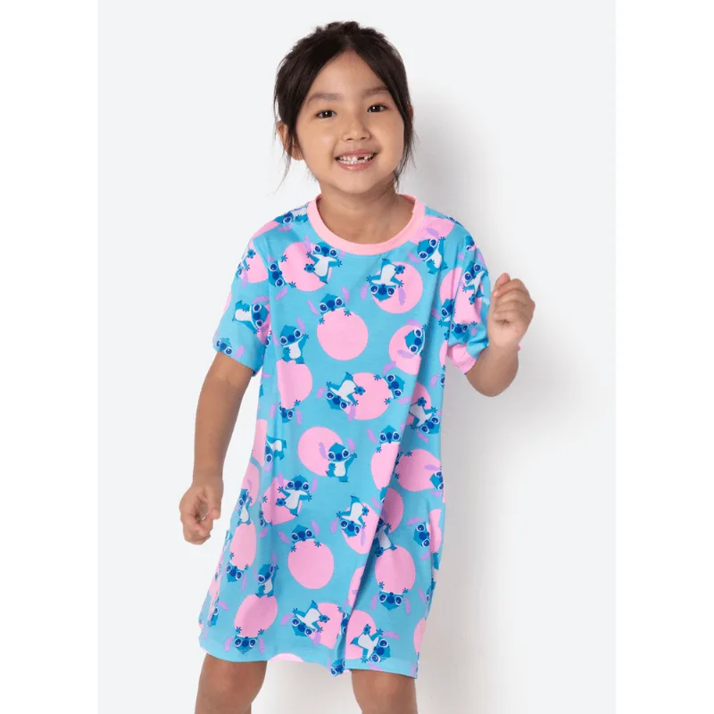 Camisola Manga Curta Algodão Menina Stitch 6
