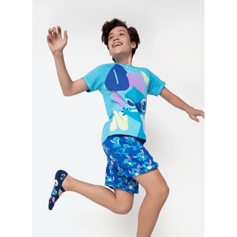 Pijama Manga Curta Viscolycra Menino Teen Stitch 10