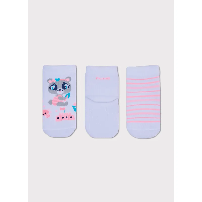 Kit com 3 Meias Cano Médio Bebê Menina Ursa 15 A 18 MESES